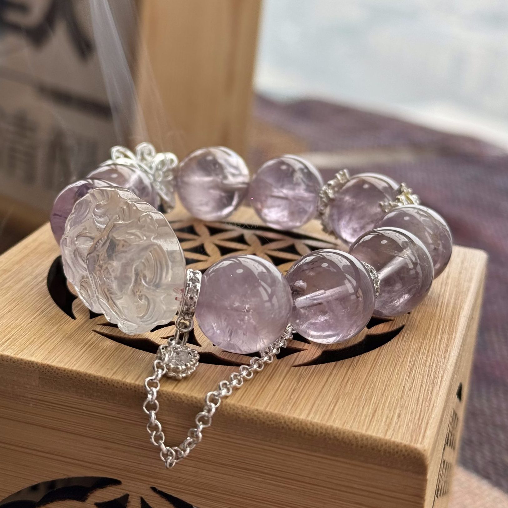 "Violet Charm & Silver Shadow" Amethyst Bracelet