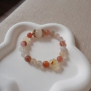 Ice Cream Rabbit Hair Crystal Bracelet - Natural Pastel - Hued Crystal Jewelry for Energy Amplification, Emotional Healing, Spiritual Connection, Stylish Crystal Accessory
