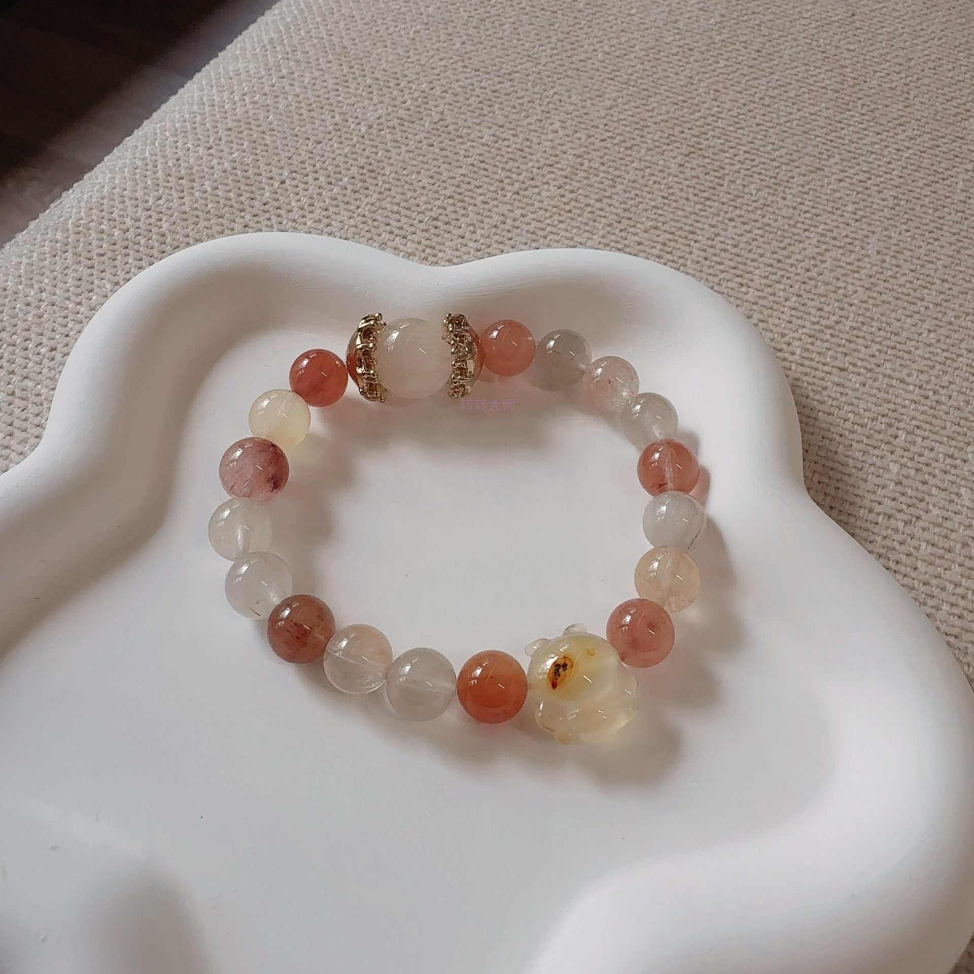 Ice Cream Rabbit Hair Crystal Bracelet - Natural Pastel - Hued Crystal Jewelry for Energy Amplification, Emotional Healing, Spiritual Connection, Stylish Crystal Accessory